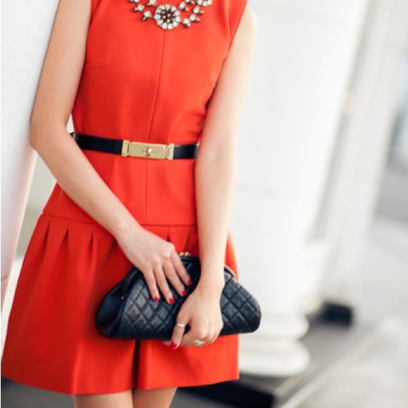 Diane von Furstenberg Maeryn Drop Waist Dress Burnt Orange - Picture 7 of 11